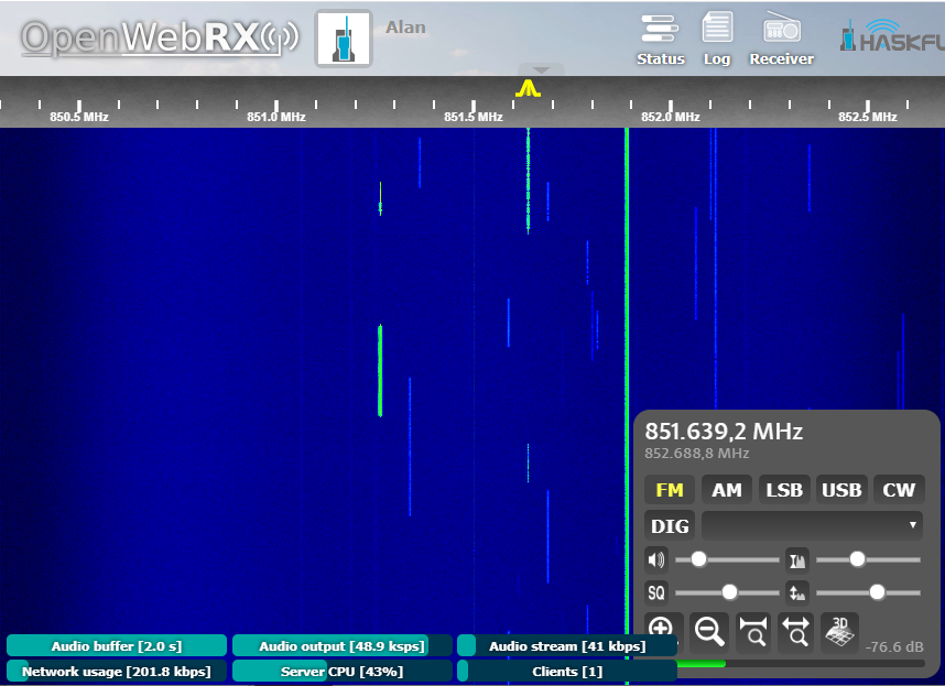 Here's an example of OpenWebRX listening to and visualizing local radio signals