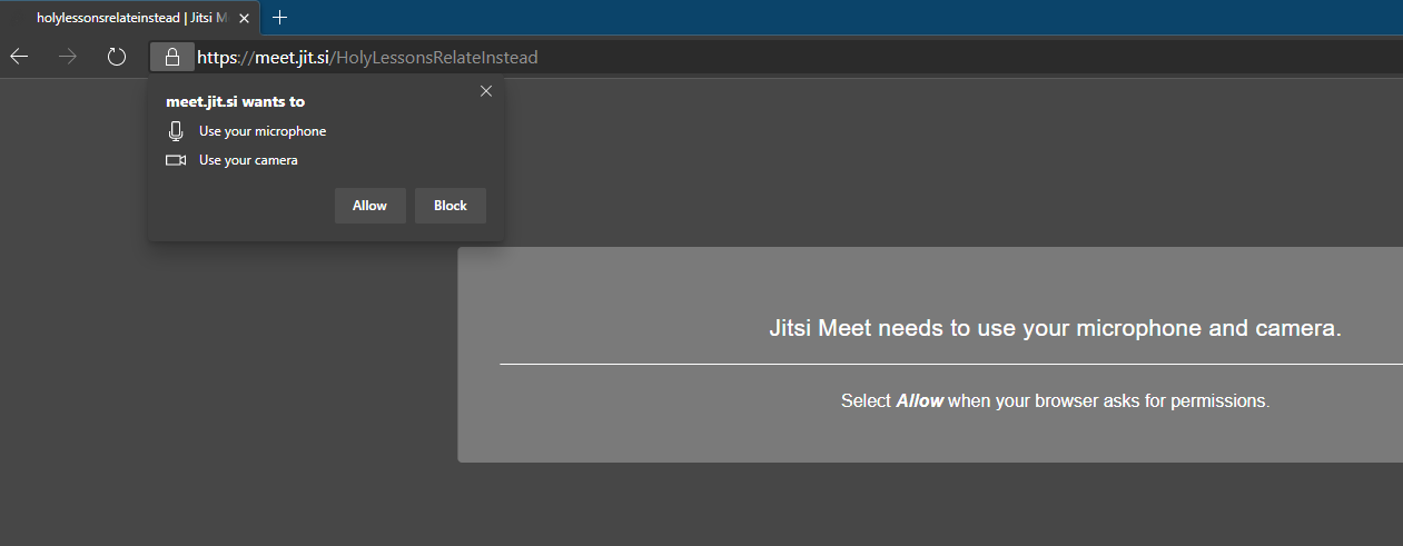 Example of launched Jitsi Meet