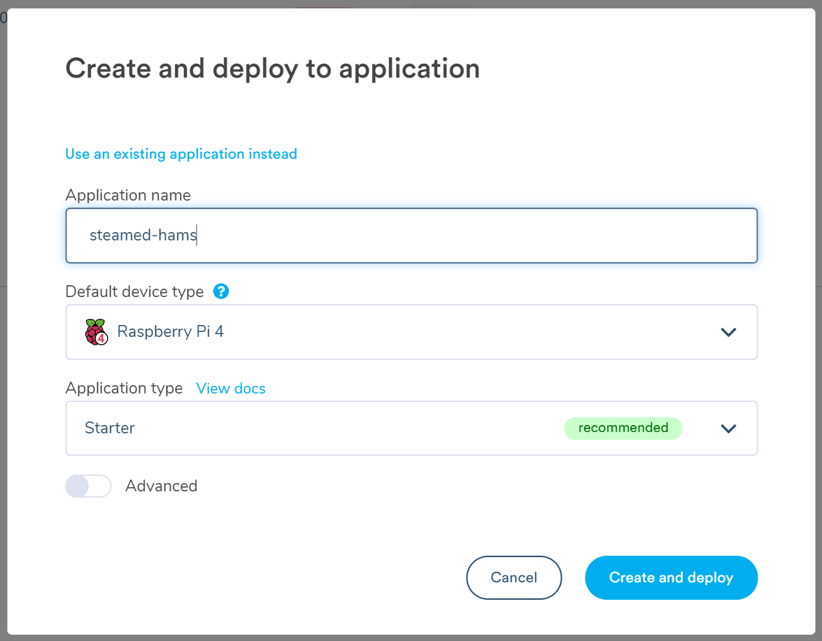 Create and deploy new app