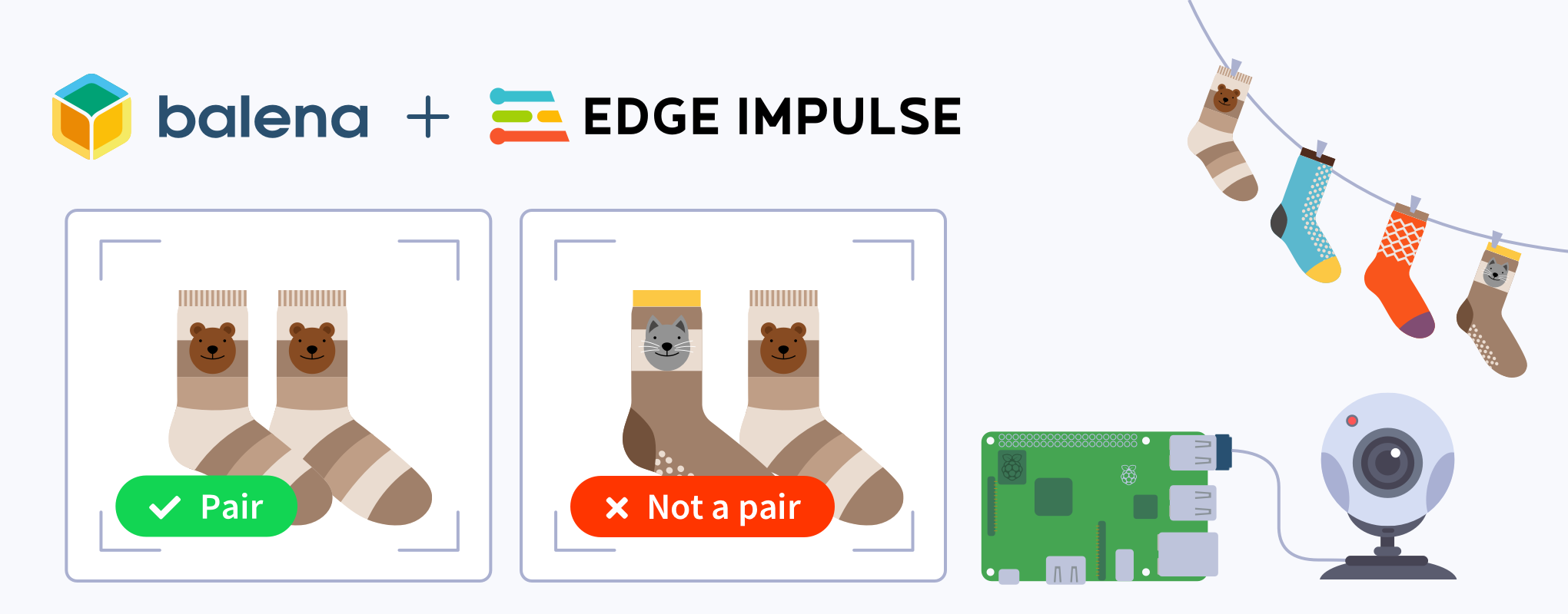 Use AI on a Raspberry Pi with Edge Impulse and balena to determine matching socks