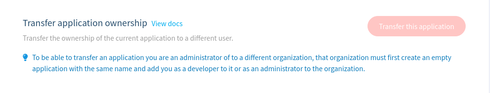 Transfer app from one Organization to another